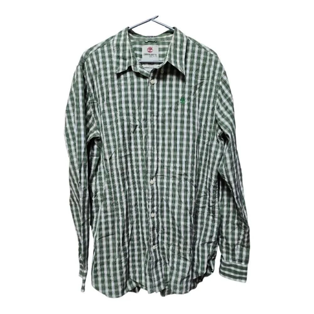 612 - Timberland Green Plaid Button Down Size XL - like new